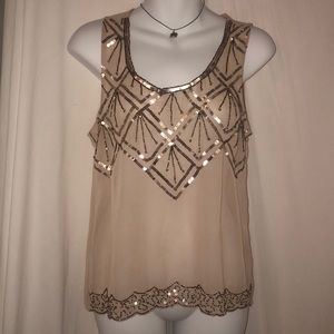 Holiday Blush/Nude Sequined Blouse